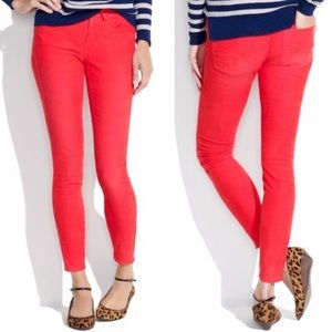 Madewell red-orange corduroy cropped skinny pants